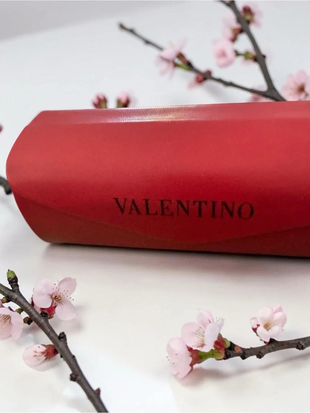 Valentino Red Women's Hard Glass Case with Black Logo Detail